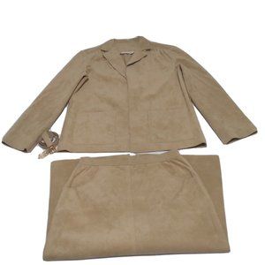 Vintage Le Pavillion Beige  Belted A-Line Skirt Suit W27" C42"